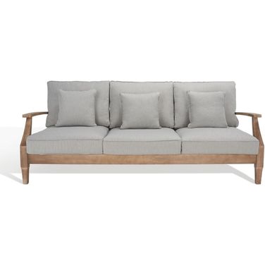 Martinique Wood Patio Sofa In Natural and Grey
