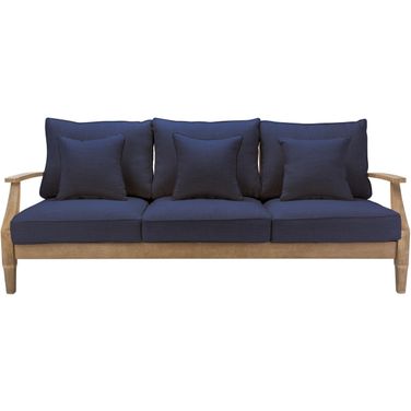 Martinique Wood Patio Sofa In Natural and Navy