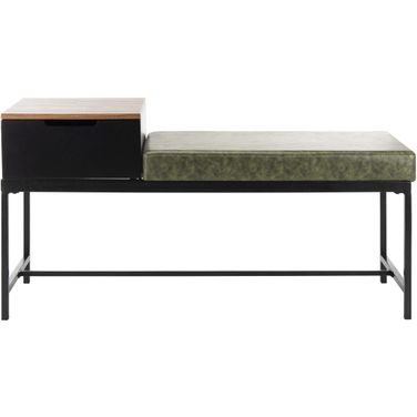 Maruka Grey Wash/Dark Green Bench With Storage