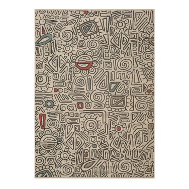 Marvo Abstract Power-Loomed Indoor/Outdoor Area Rug In Ivory and Black