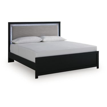 Marzoni King Upholstered Panel Bed In Black