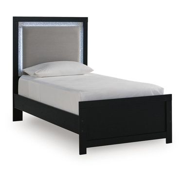 Marzoni Twin Upholstered Panel Bed In Black
