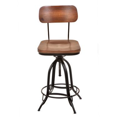 Mason Adjustable Barstool In Chestnut Seat and Black Base