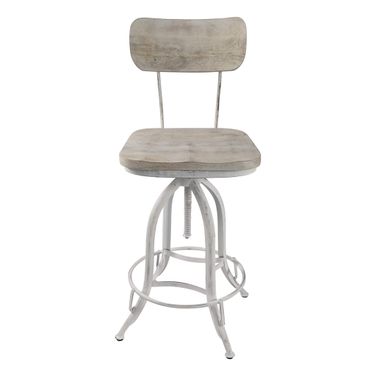 Mason Adjustable Barstool In White Wash