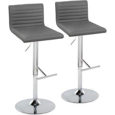 Mason Adjustable Barstool Set of 2 In Chrome In Gray