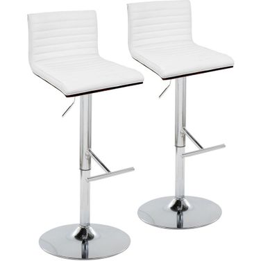 Mason Adjustable Barstool Set of 2 In Chrome In White