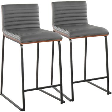 Mason Mara 26 Inch Fixed Height Counter Stool Set of 2 In Gray/Black