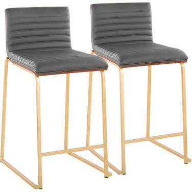 Mason Mara 26 Inch Fixed Height Counter Stool Set of 2 In Gray/Gold