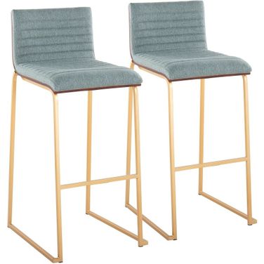 Mason Mara 30 Inch Fixed Height Barstool Set of 2 In Teal/Gold