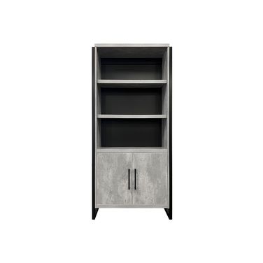 Mason Wood Laminate Bookcase with Doors In Concrete Gray
