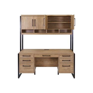 Mason Wood Laminate Office Desk Credenza with Drawers In Light Brown