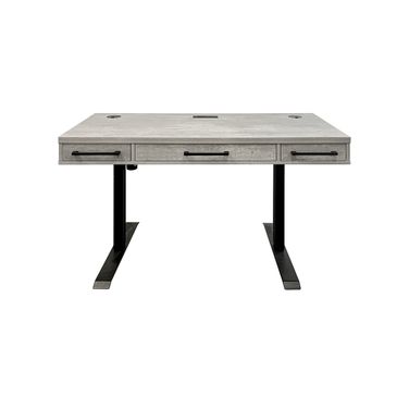 Mason Wood Laminate Office Electronic Sit Writing Adjustable Desk with Drawers In Concrete Gray