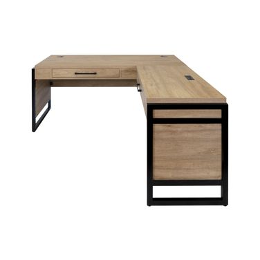 Mason Wood Laminate Open L-Desk and Return with Drawers In Light Brown