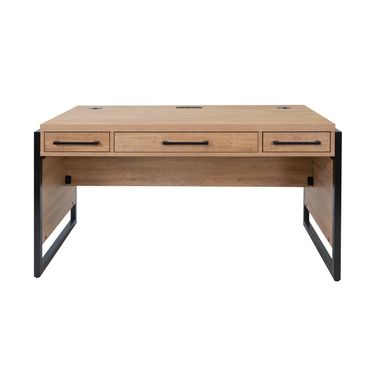 Mason Wood Laminate Writing Desk with Drawers In Light Brown