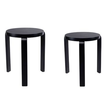 Mateo Round Backless Stacking Stools Set of 2 In Black