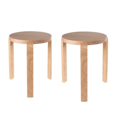 Mateo Round Backless Stacking Stools Set of 2 In Blonde Oak