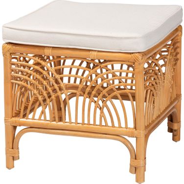 Materra Footstool In Natural Brown Rattan