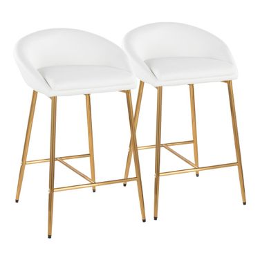 Matisse 26 Inch Fixed Height Counter Stool Set of 2 In Gold and White