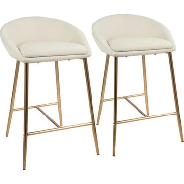Matisse Glam 26 Inch Counter Stool With Gold Frame And Cream Fabric - Set Of 2