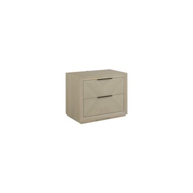 Matrix Nightstand with USB Ports in Cerused Linen