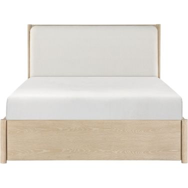 Matteo California King Platform Bed with Footboard Storage In Natural and Oak