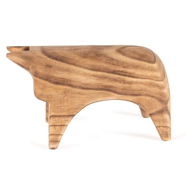 Matteo Decorative Wood Bull Sculpture In Dark Brown