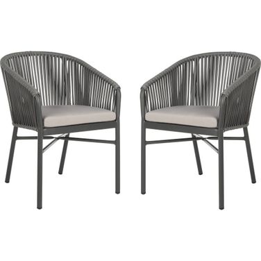 Matteo Gray With Gray Cushion Stackable Rope Chair Set of 2
