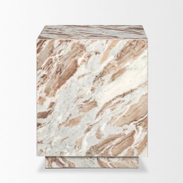Matteo Square Side Table with Solid Marble In Pink