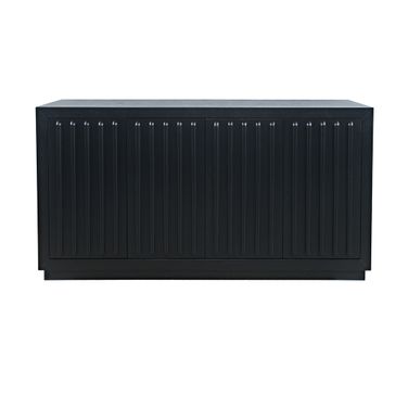 Maven 60 Inch Fluted Four Door Sideboard Storage Cabinet In Black