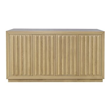 Maven 60 Inch Fluted Four Door Sideboard Storage Cabinet In Natural