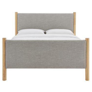 Maven Full Size Fabric Upholstered Platform Bed In Wheat and Oak