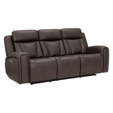 Maveric Zero Gravity Power Reclining Sofa with Drop Down Table with Adjustable Headrests In Bette Coffee