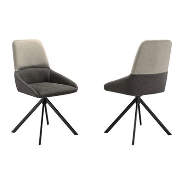 Maverick Swivel Fabric Upholstered Dining Chair Set of 2 In Gray