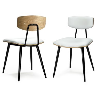 Mavis Vegan Faux Leather Dining Chair Set of 2 In White