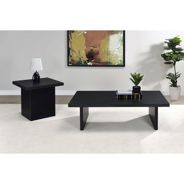 Max Rectangular Engineered Laminate Occasional Table Set In Black