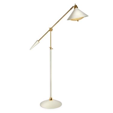 Maxime Task Floor Lamp In White/Brass