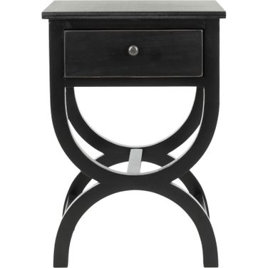 Maxine Black Accent Table with Storage Drawer