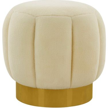 Maxine Channel Tufted Ottoman In Creme And Gold