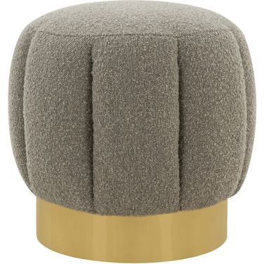 Maxine Channel Boucle Tufted Ottoman In Grey and Gold