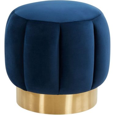 Maxine Channel Tufted Ottoman In Navy