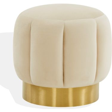Maxine Channel Tufted Ottoman In Cream and Gold