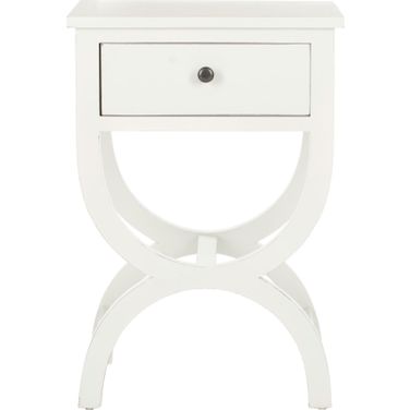 Maxine Shady White Accent Table with Storage Drawer