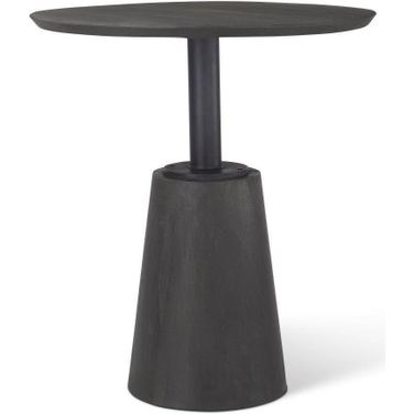 Maxwell 32 Inch Round Black-Brown Wood Tabletop And Base With Black Metal Accent Pedestal Bistro Table