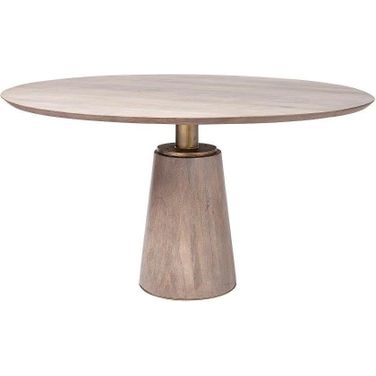 Maxwell Ii 54 Inch Round Brown Solid Wood Top Brown Wood And Gold Metal Base Dining Table