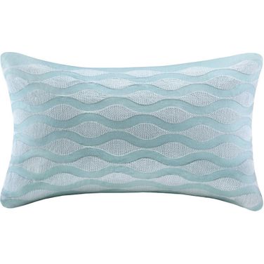 Maya Bay Cotton Oblong Pillow With Embroidery In Blue