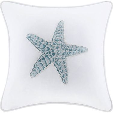 Maya Bay Cotton Square Pillow With Embroidery In White