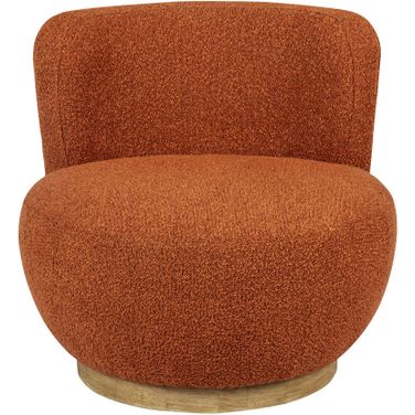 Maya Occasional Boucle Fabric Swivel Chair In Rust