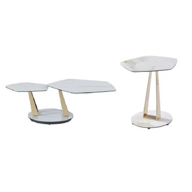 MC Orleans Occasional Table Set In White and Gold