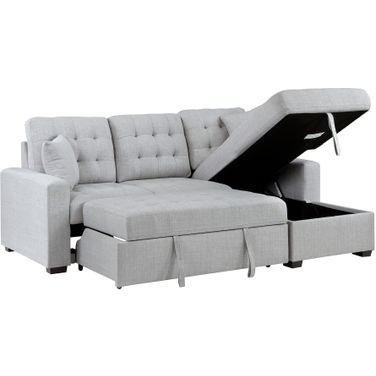 Mccafferty 2-Piece Sectional with Pull-out Bed and Right Chaise with Hidden Storage In Gray