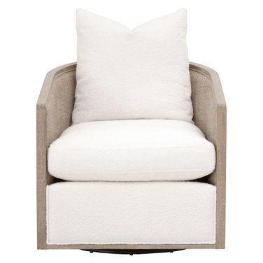 McGuire Boucle Swivel Club Chair In Snow and Natural Gray